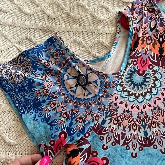 New! Blue Time Brand Summer Cold Shoulder Short Sleeve Dress Sz 3X - Picture 11 of 16